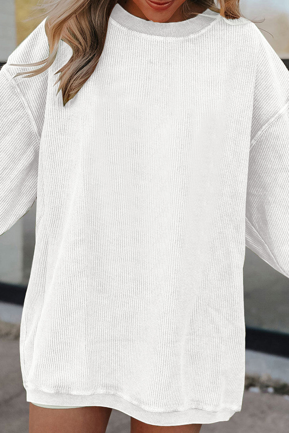 Ribbed Long Sleeve Oversized Sweatshirt