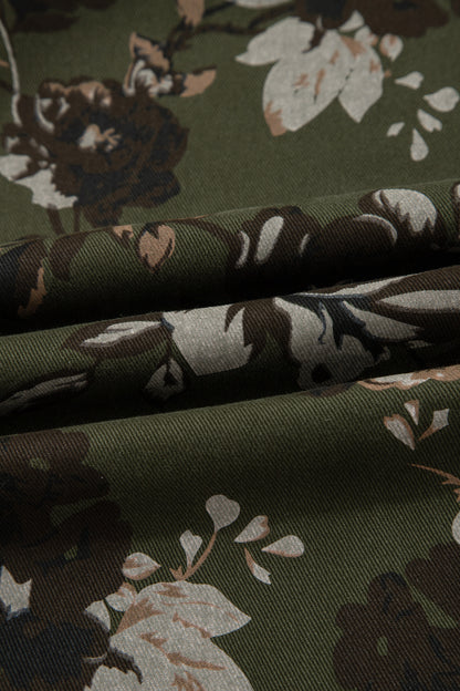 Floral Denim Patch Pocket Straight Leg Jeans