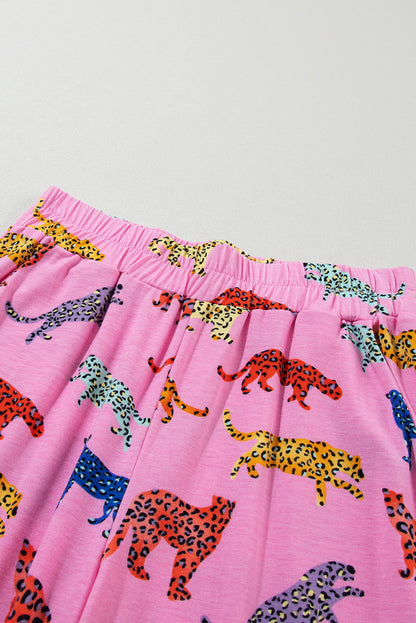 Cheetah Long Sleeve Shirt & Pants Pajama Set