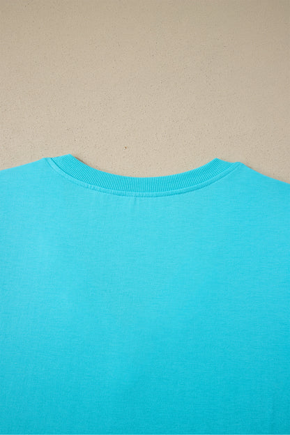 Solid V-Neck Short Puff Sleeve Blouse