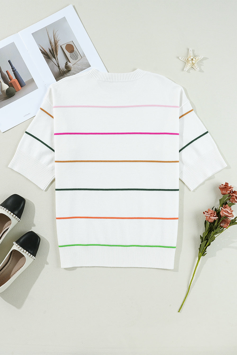 Colorblock Stripe Drop Shoulder Sweater