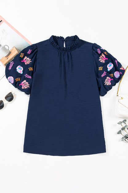 Tropical Puff Sleeve Blouse