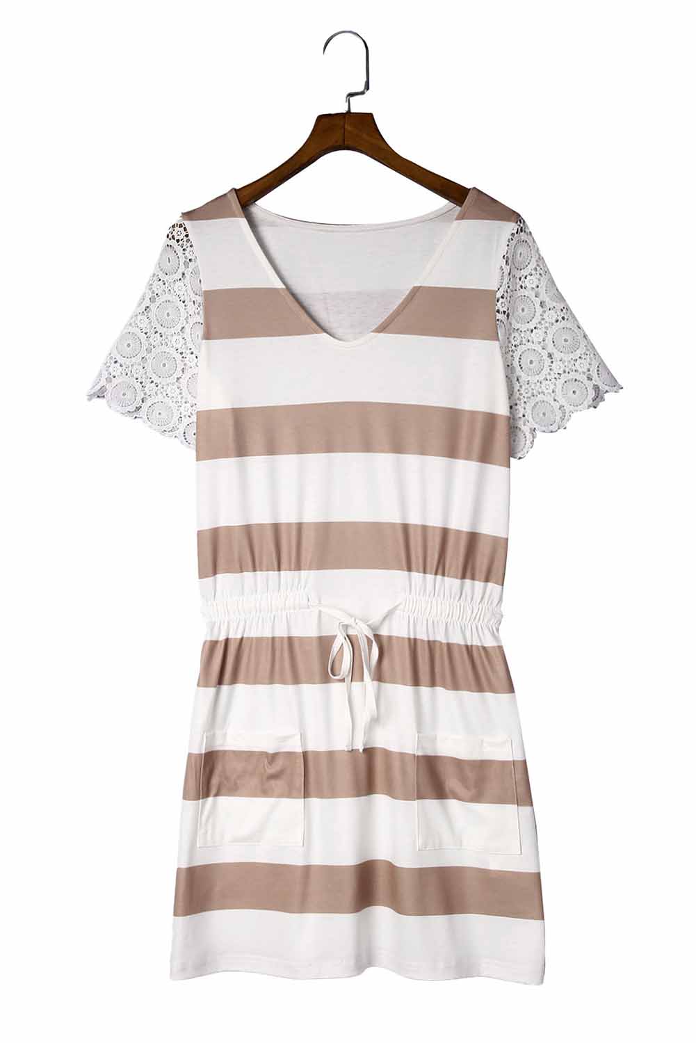 Stripe Lace Short Sleeve Dress