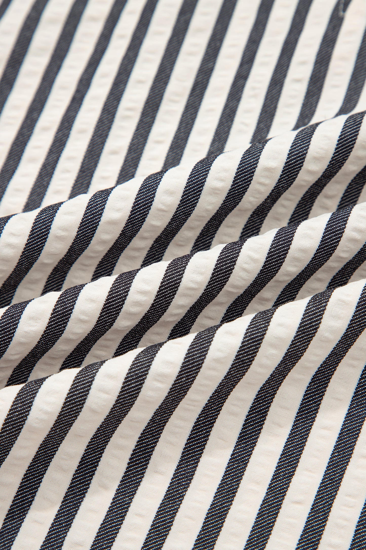 Stripe Half Zip Polo Collar Puff Sleeve Blouse