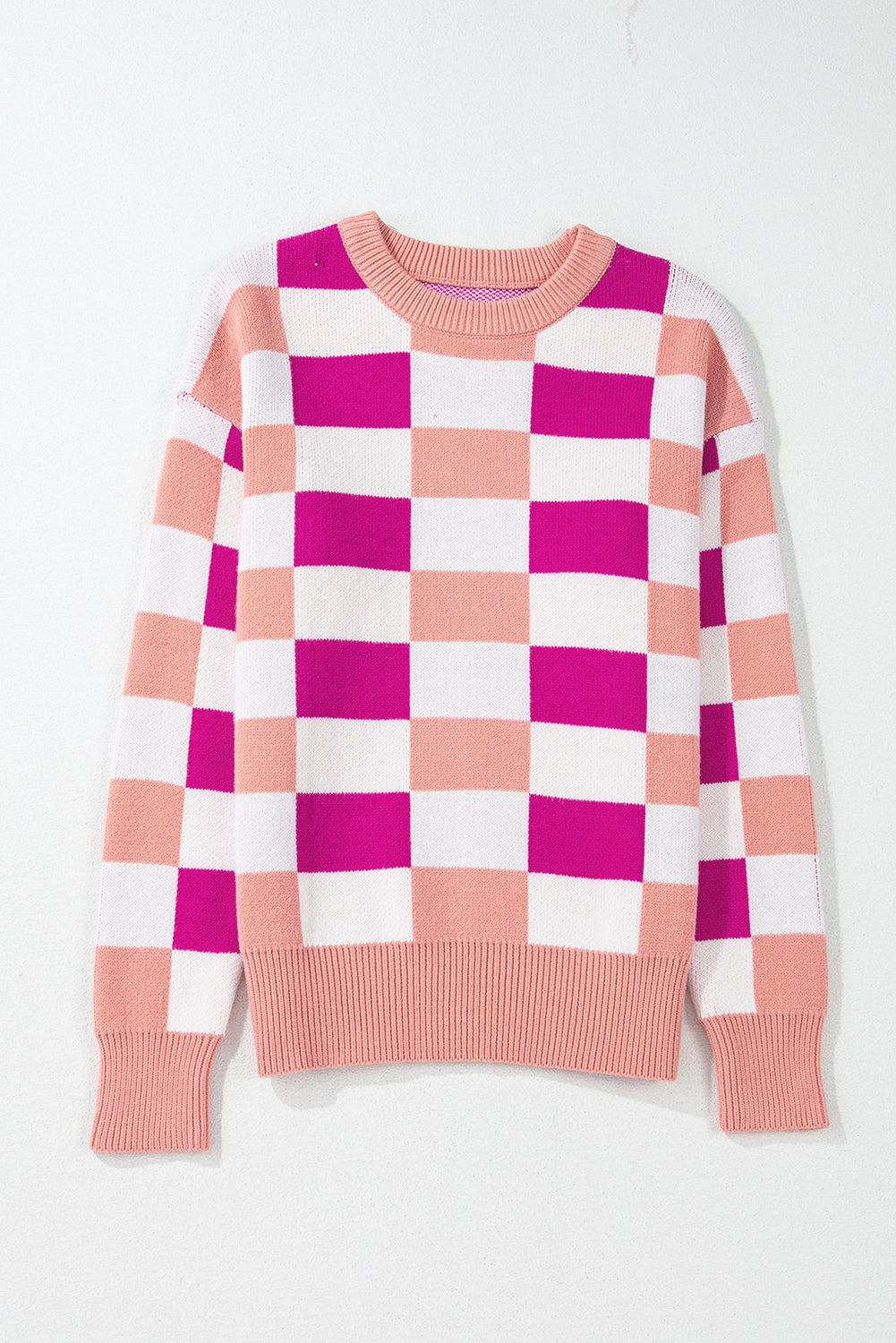 Checker Ribbed Trim Sweater