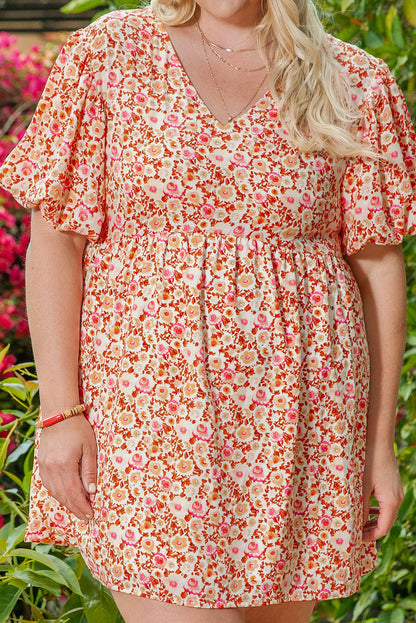 Floral Puff Sleeve Dress Plus Size