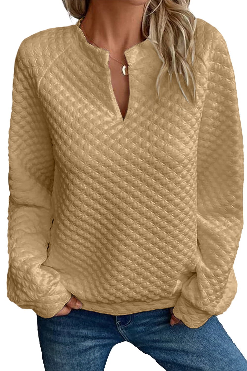 Quilted Raglan Long Sleeve Top