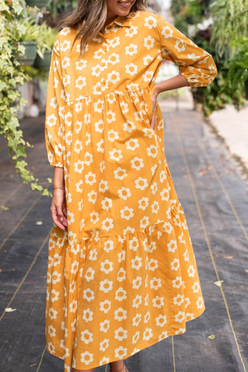 Floral 3/4 Sleeve Maxi Dress