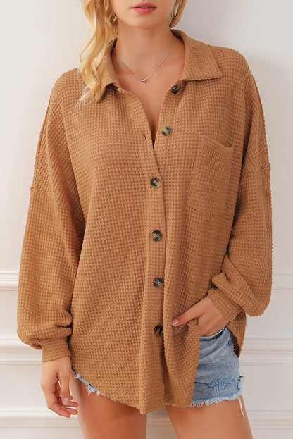 Waffle Chest Pocket Buttoned Shirt