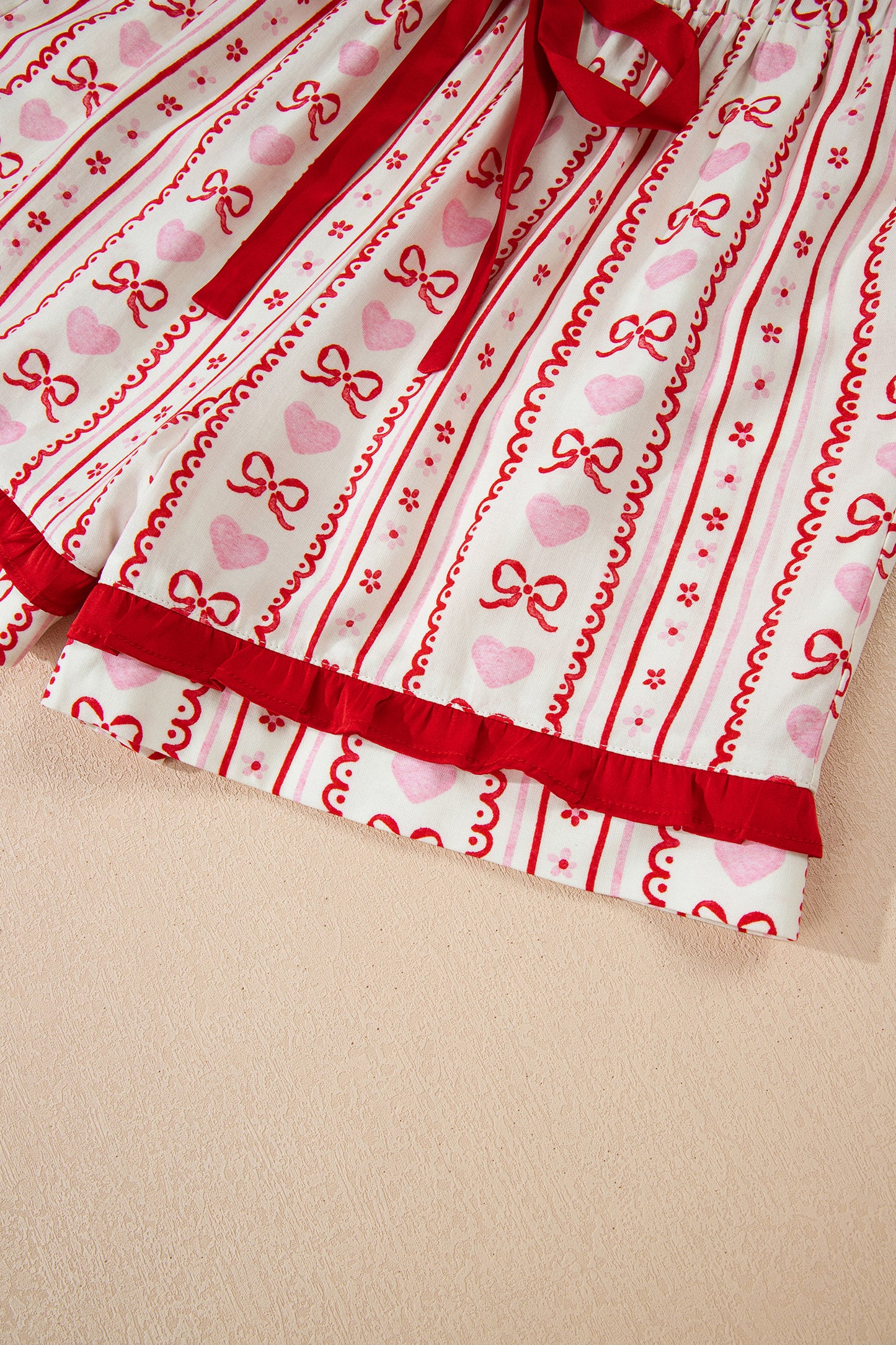 Valentine Heart Bow Shirt and Shorts Pajama Set