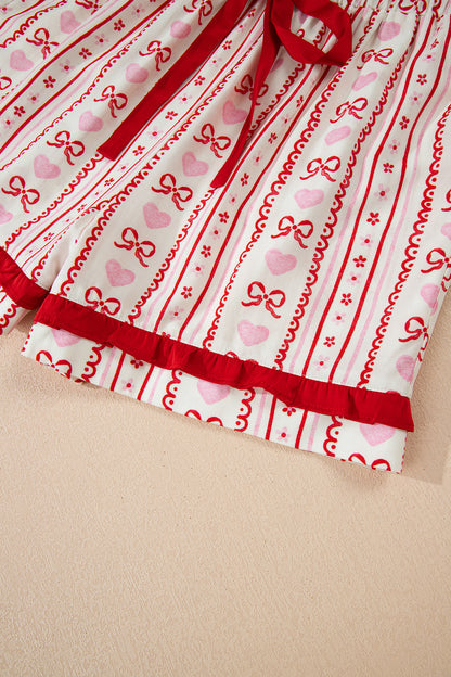 Valentine Heart Bow Shirt and Shorts Pajama Set