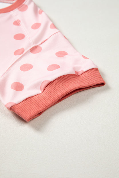 Colorblock Polka Dot Short Sleeve Tee