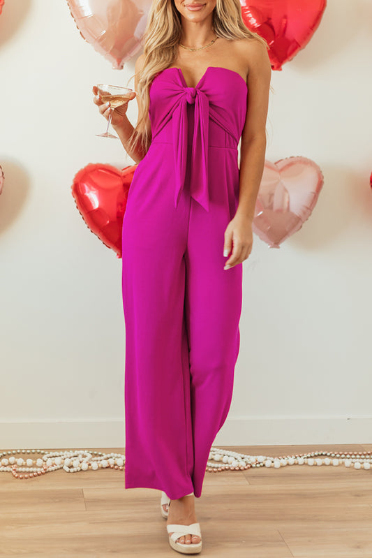 Bow Strapless Wide Leg Jumpsuit