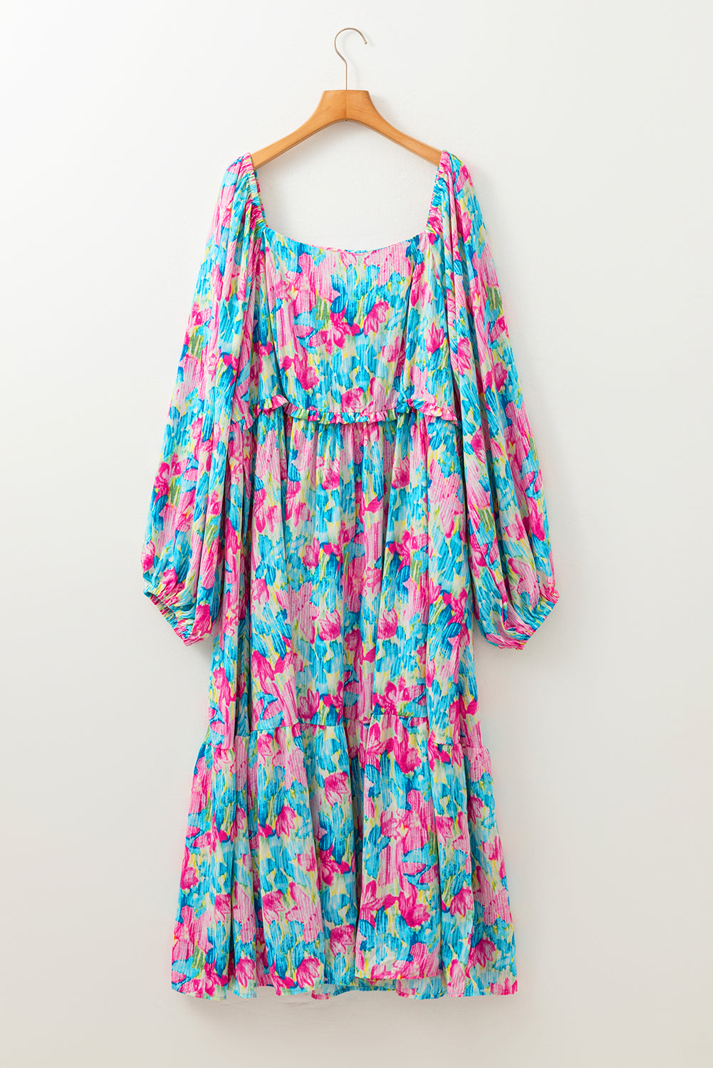 Plus Size Floral Shirred Maxi Dress