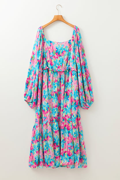 Plus Size Floral Shirred Maxi Dress