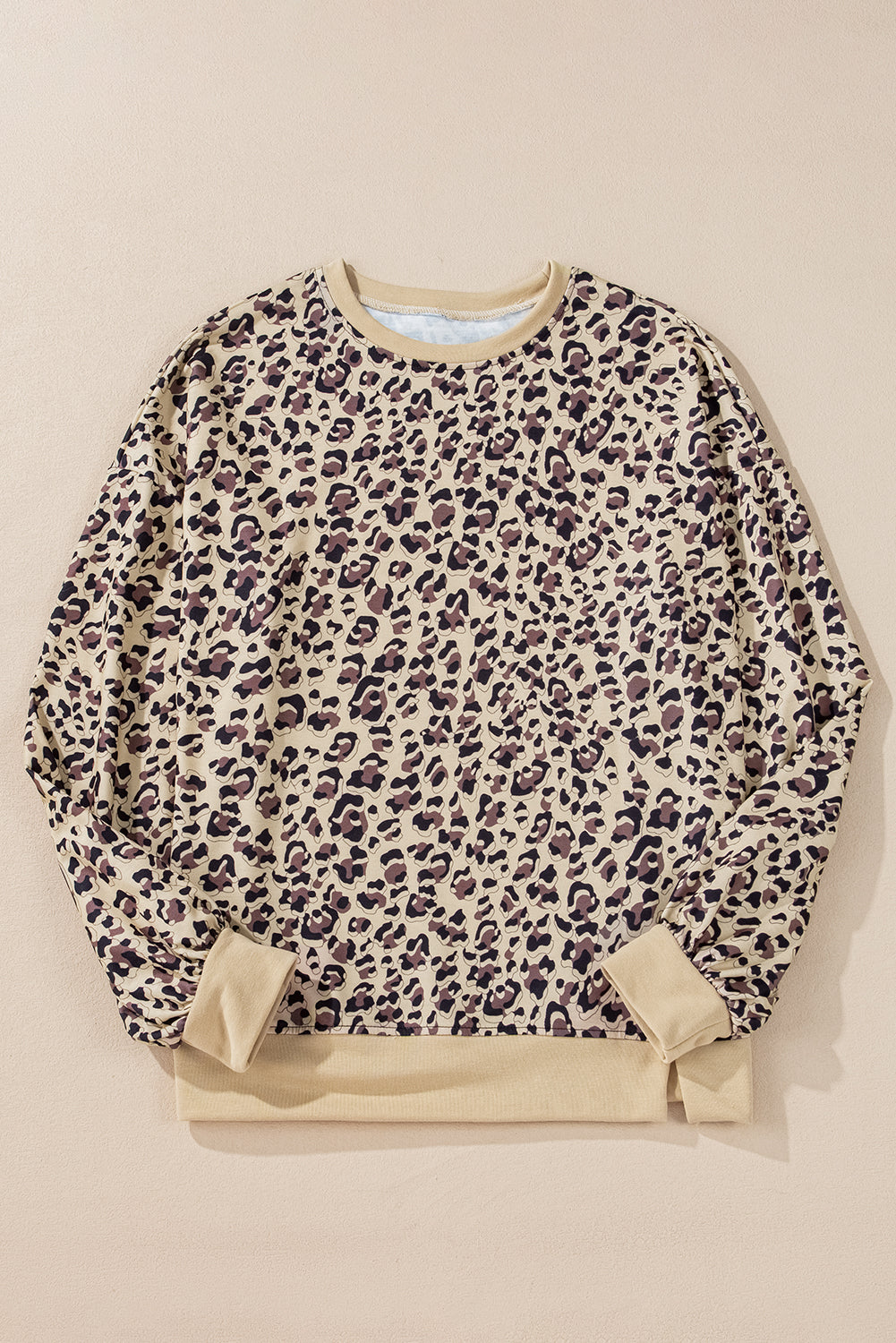 Leopard Contrast Trim Crewneck Sweatshirt