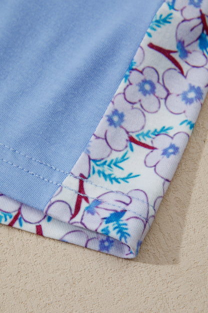 Colorblock Plaid Patchwork Bubble Sleeve Blouse