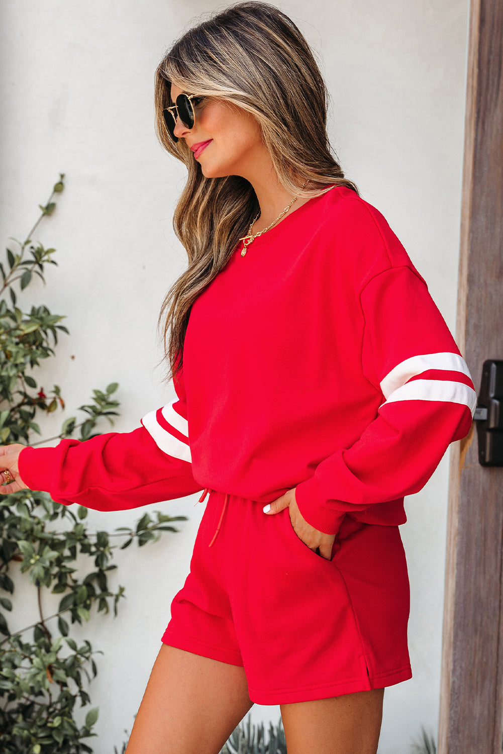 Varsity Stripe Sweatshirt and Short Set
