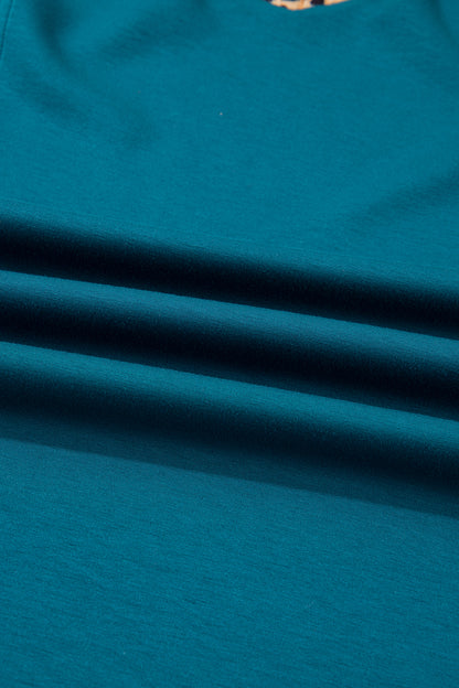 Plus Size Leopard Patchwork Quarter-Zip Collared Dress