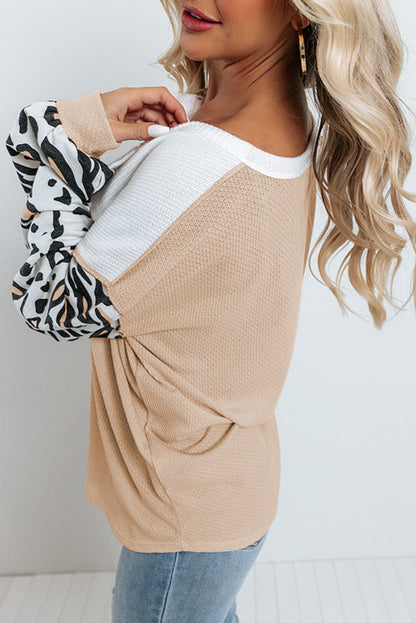 Leopard Colorblock Long Sleeve Top