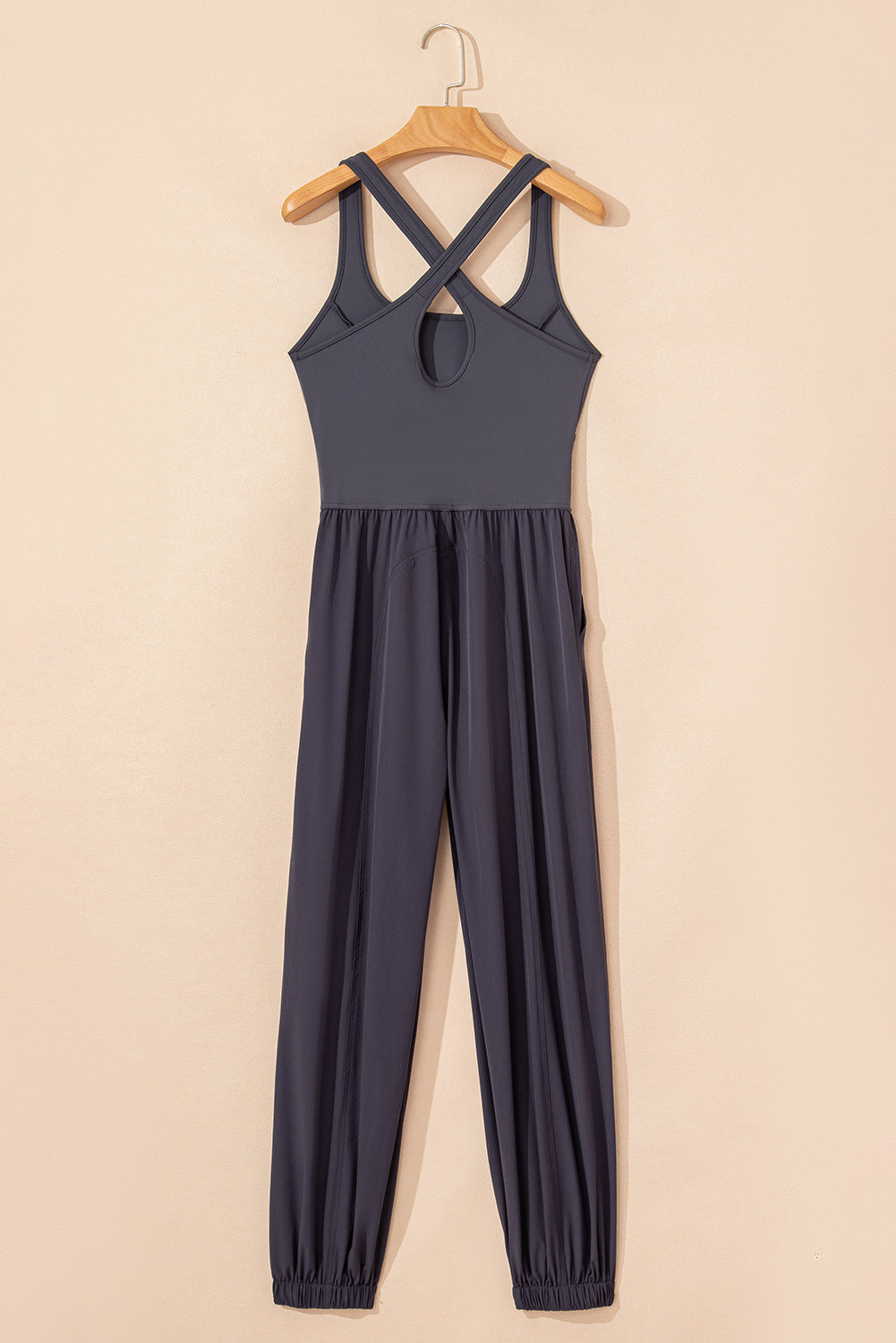 Solid Cross Back Jogger Jumpsuit