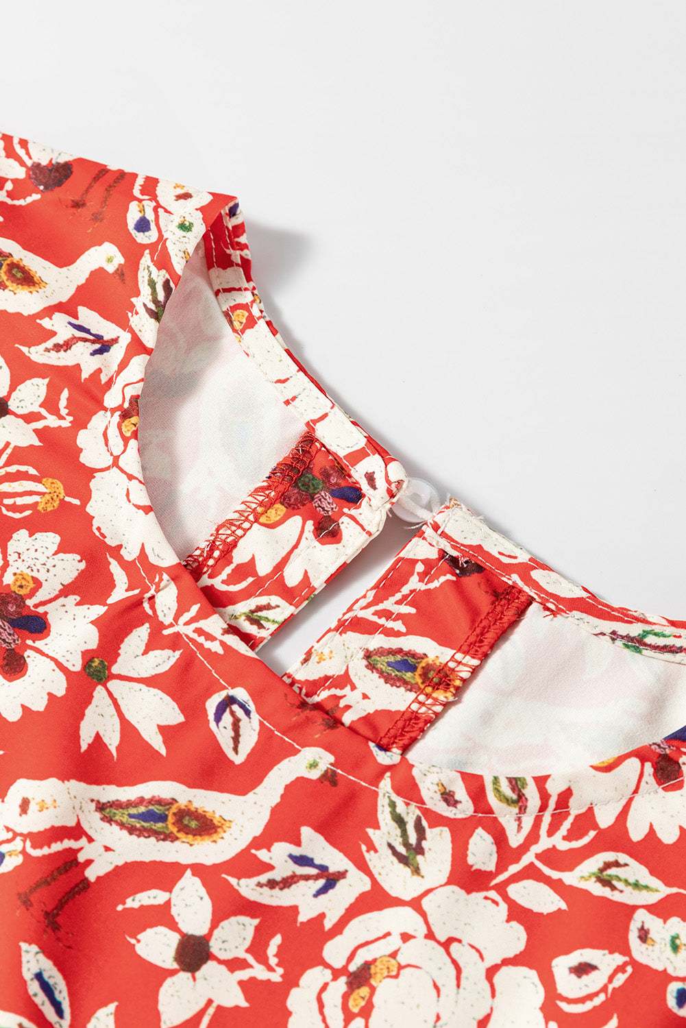 Floral Patchwork Long Sleeve Pleated Mini Dress