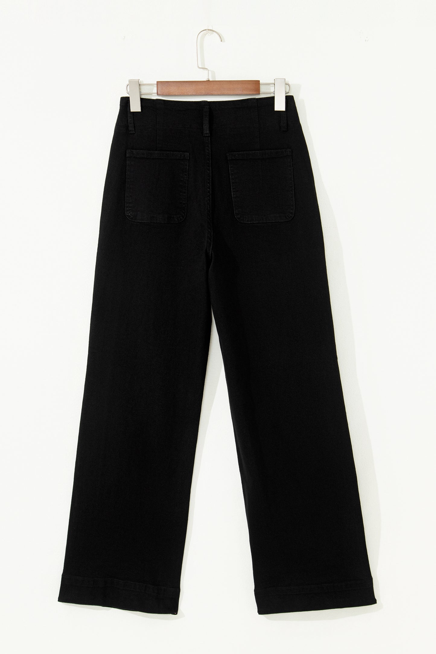 Denim 2-Button High Waist Wide Leg Jeans