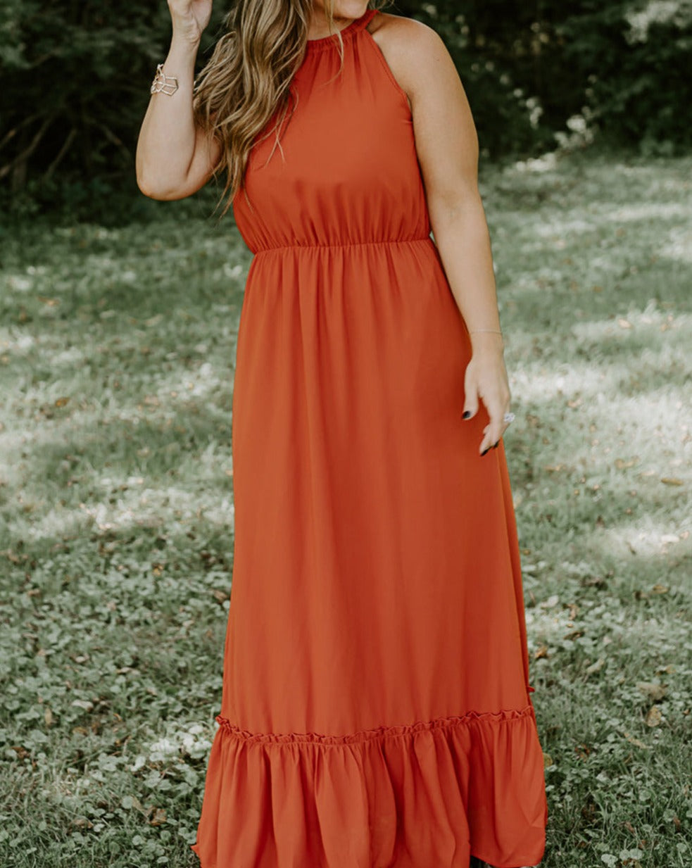 Ruffle Hem Sleeveless Maxi Dress Plus Size