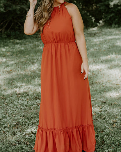 Ruffle Hem Sleeveless Maxi Dress Plus Size