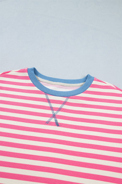 Stripe Patchwork Short Sleeve T-Shirt Dress