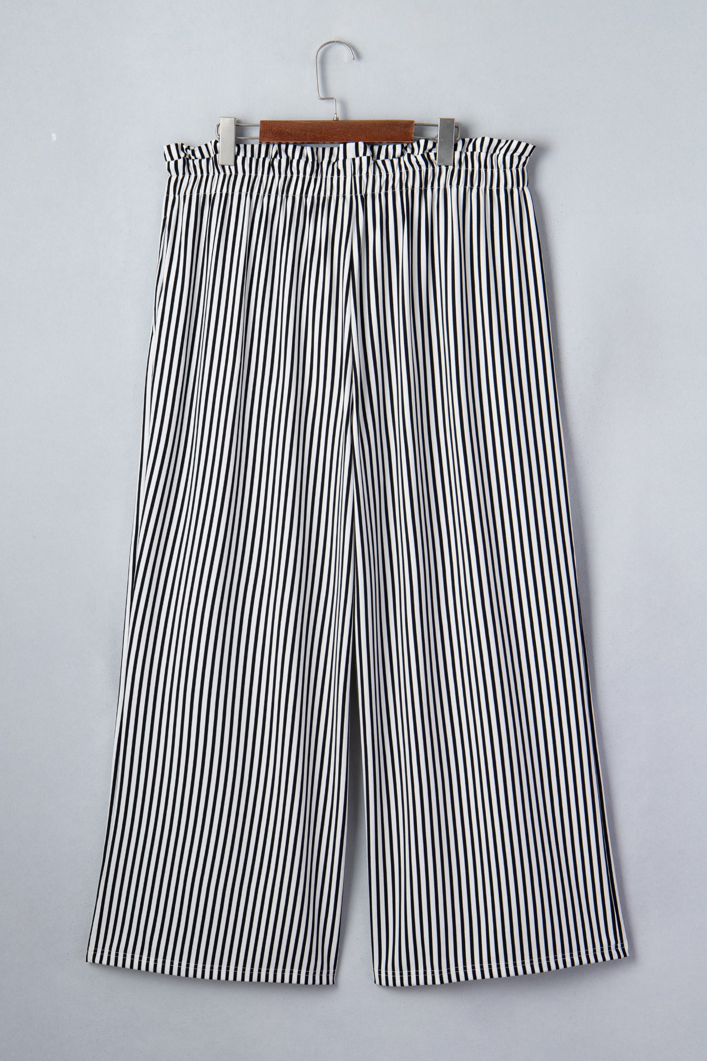 Plus Size Stripe Tie Waist Straight Pants