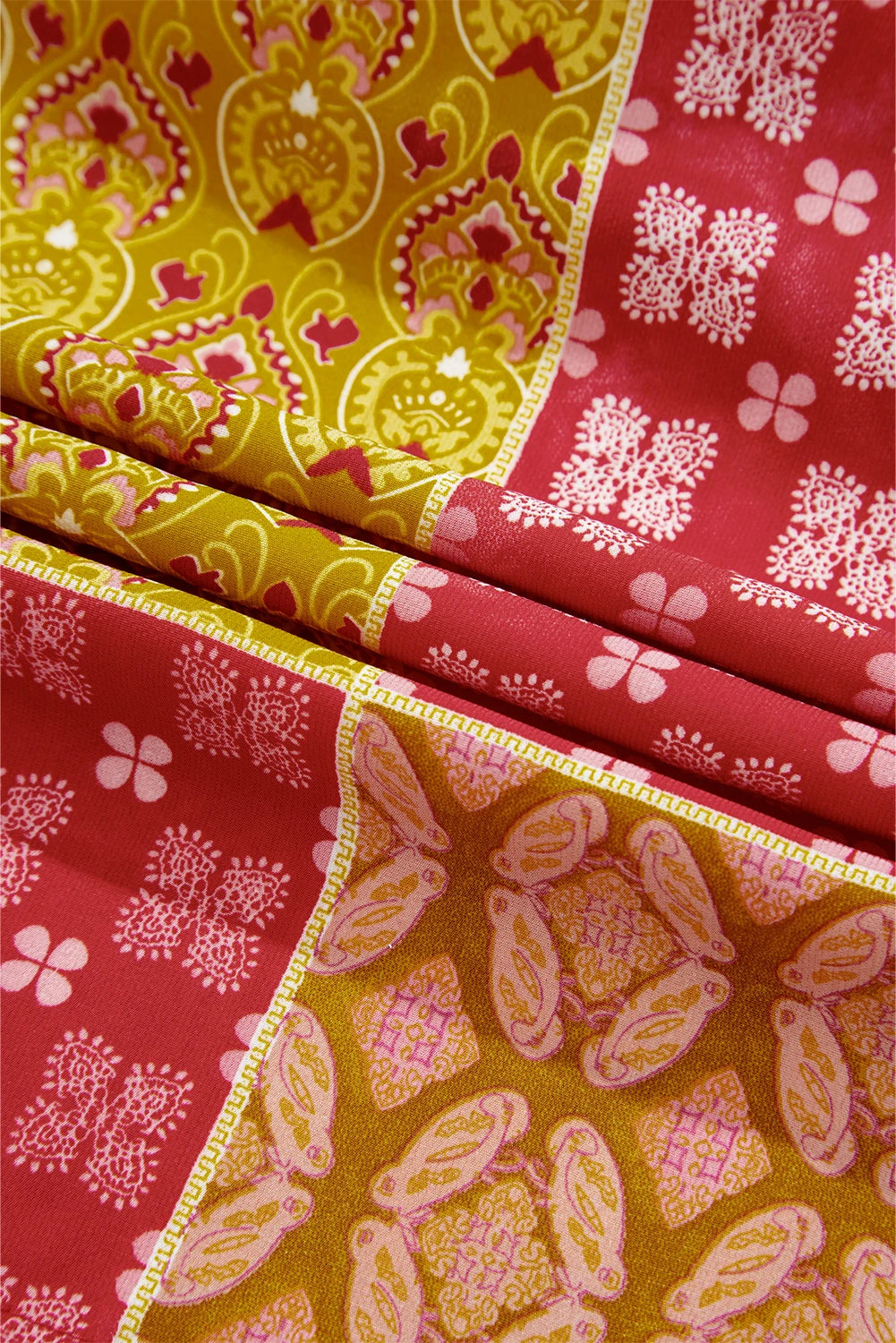 Paisley Ruffle Tiered Pocketed Maxi Skirt