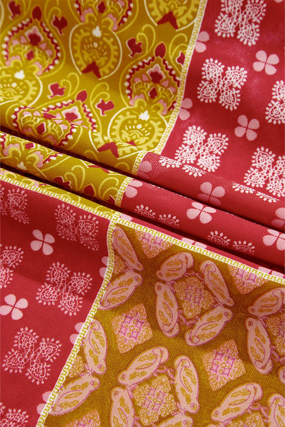 Paisley Ruffle Tiered Pocketed Maxi Skirt