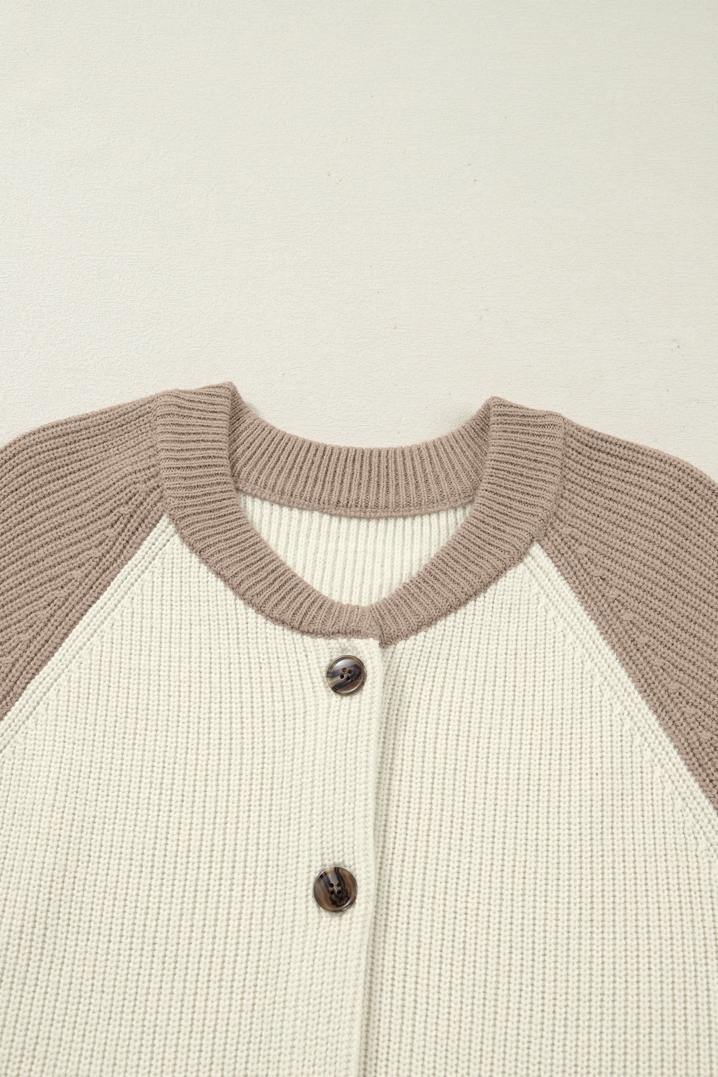 Colorblock Ribbed Knit Buttoned Sweater Cardigan