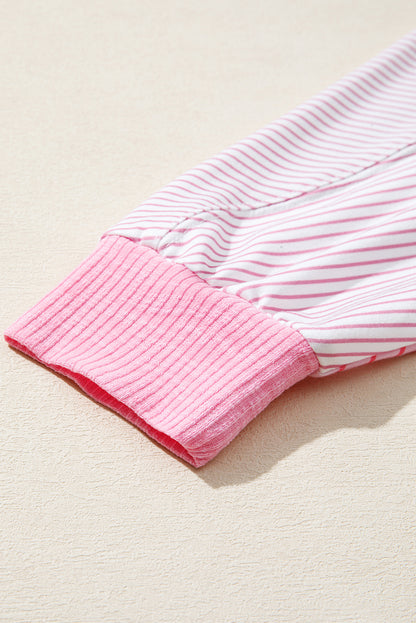 Stripe Colorblock Reverse Seam Long Sleeve Top