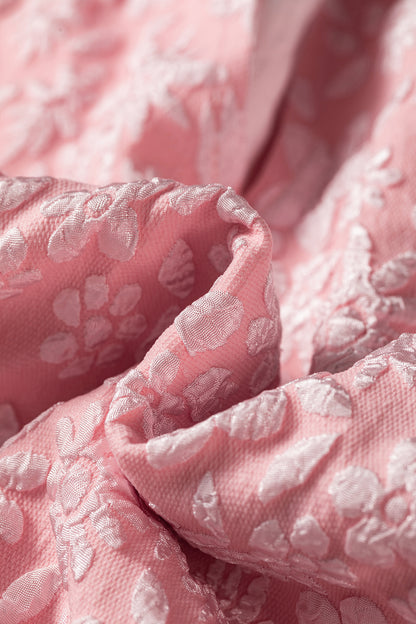 Floral Textured Jacquard Puff Sleeve Blouse