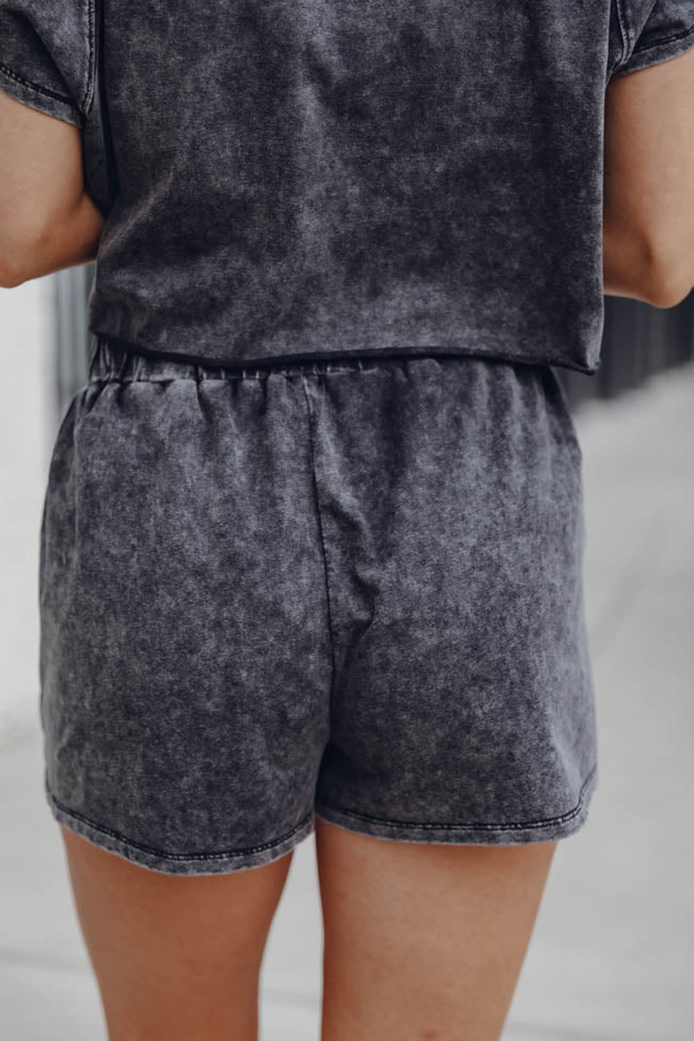 Acid Washed Shorts Lounge Set