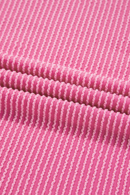 Plus Size Corded Knit Reverse Seam Long Sleeve Top