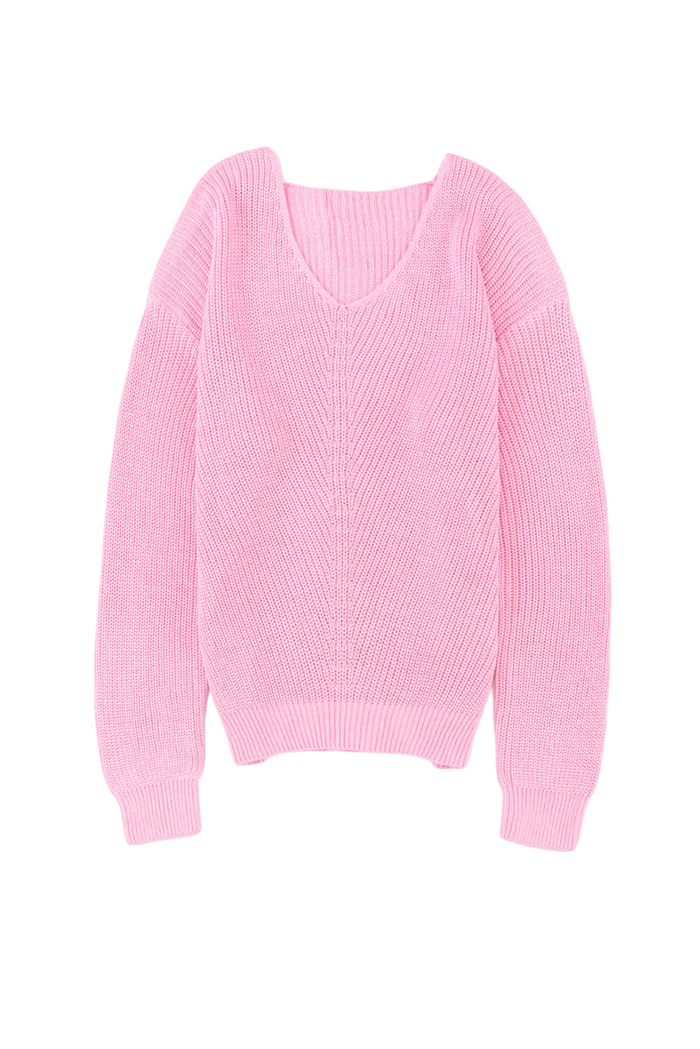 Ribbed Long Sleeve V-Neck Sweater