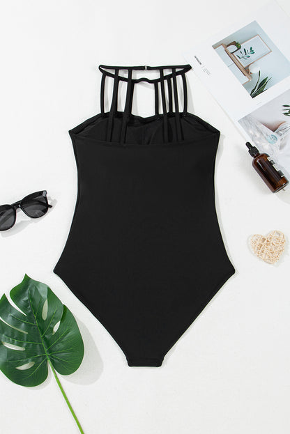 Strappy Halter One Piece Swimsuit