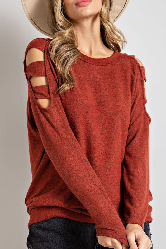 Cutout Shoulder Long Sleeve Top