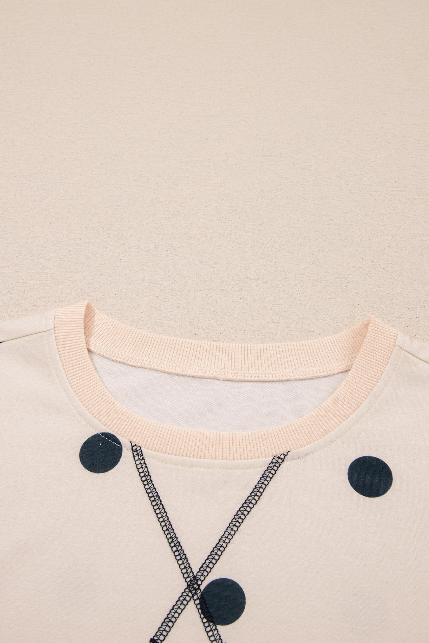 Polka Dot Long Sleeve Split Hem Sweatshirt
