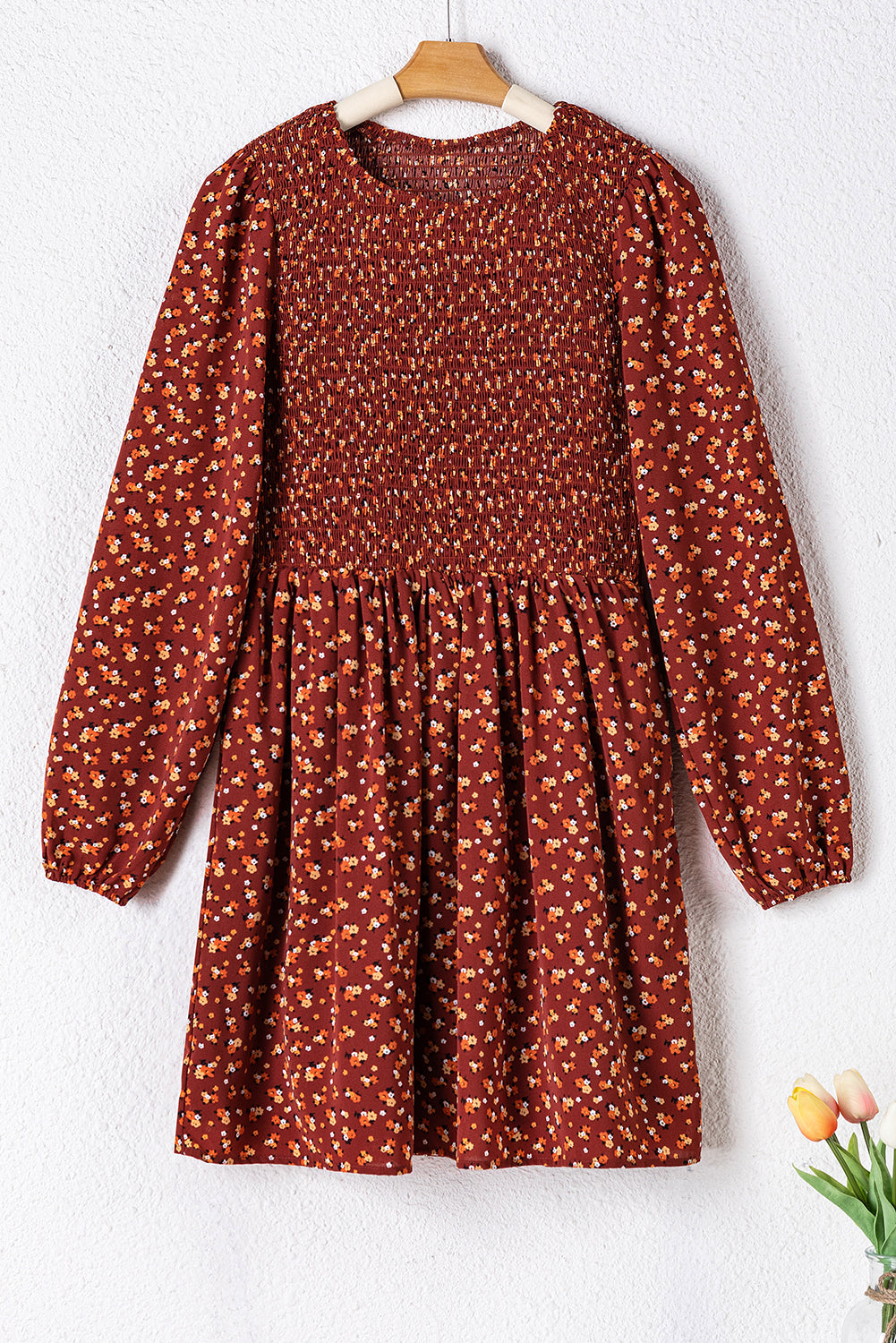 Floral Smocked Long Sleeve Dress