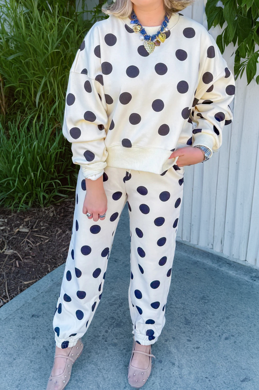 Polka Dot Pullover and Jogger Pants Set