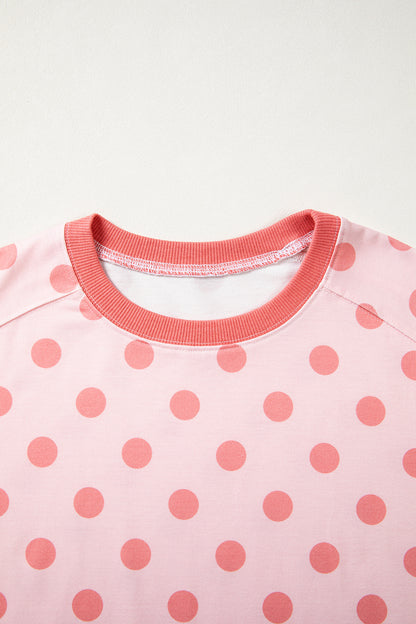 Colorblock Polka Dot Short Sleeve Tee