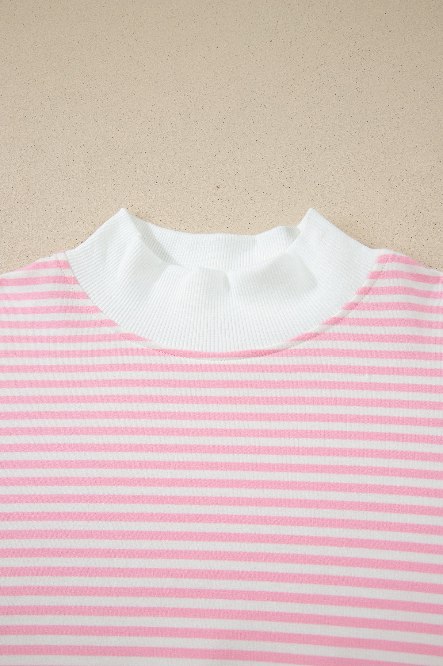 Stripe Oversize Mock Neck Sweatshirt & Shorts Set