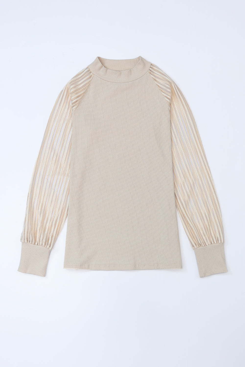 Stripe Mesh Long Sleeve Top