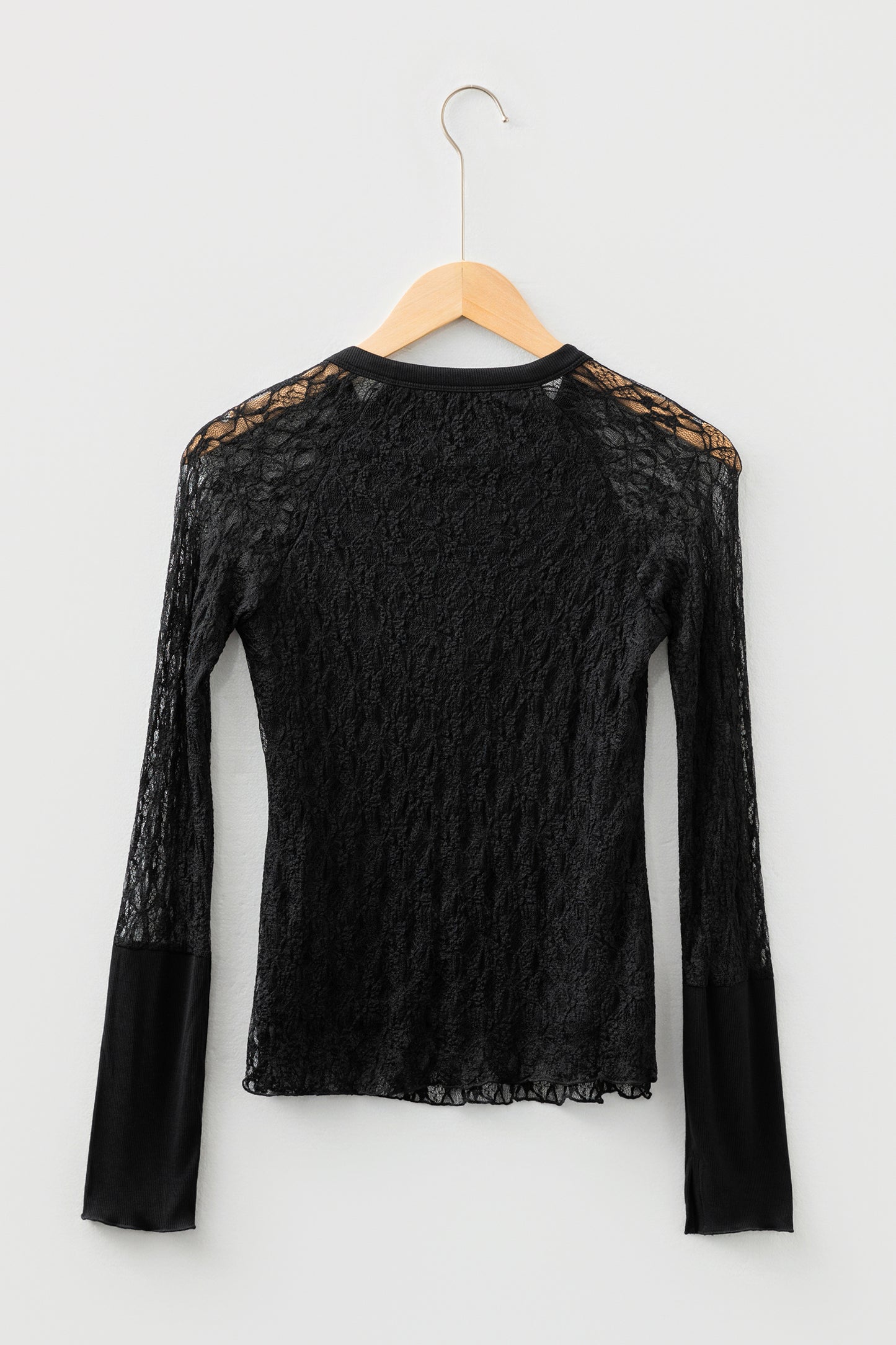 Lace Sheer Long Sleeve Henley Top