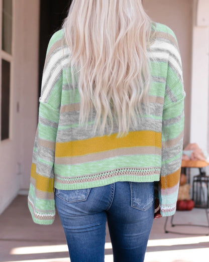 Stripe Bell Sleeve Sweater