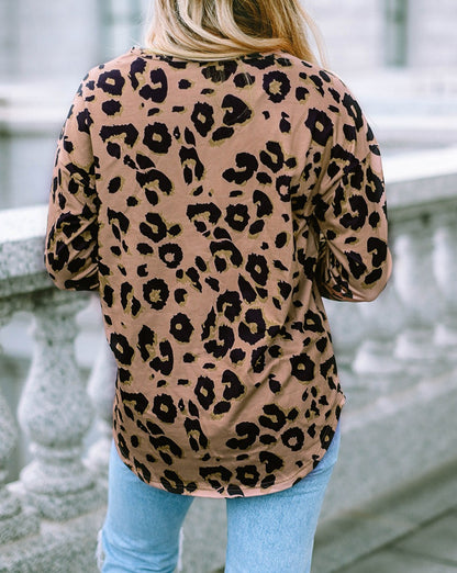 Leopard Long Sleeve V-Neck Top